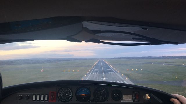 View From The Cockpit During  Landing On RunWay 