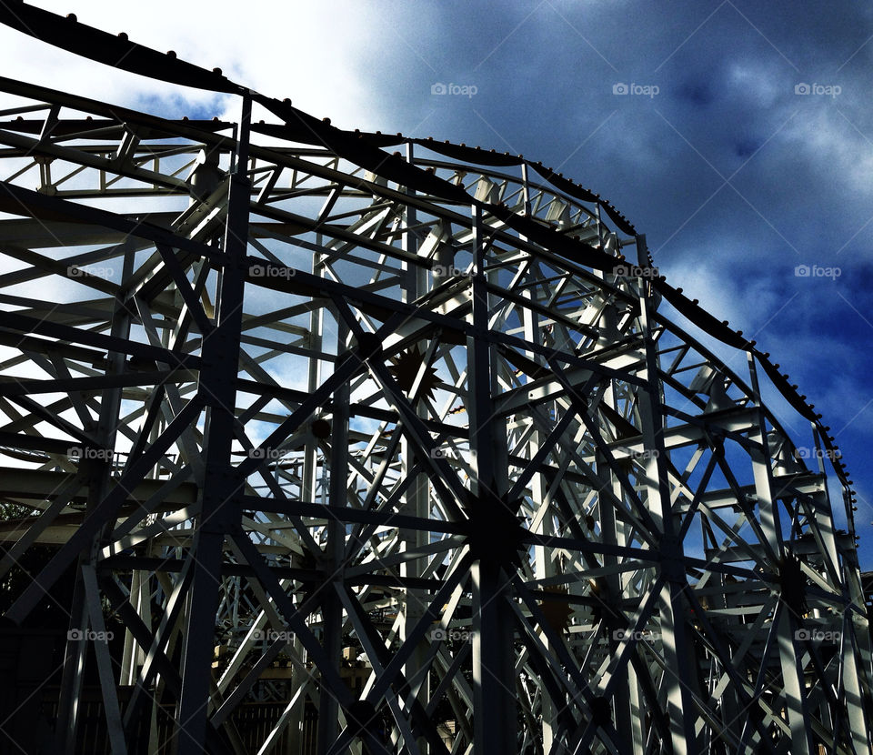 Vintage amusement park roller coaster at Disney California Adventure