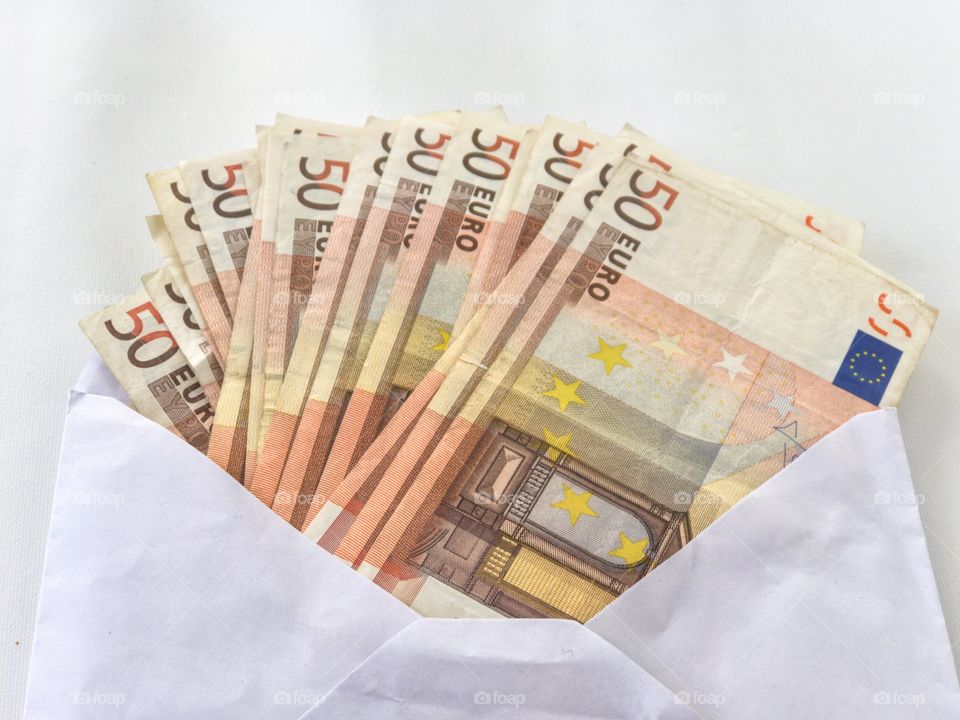 Money euro in the envelope 