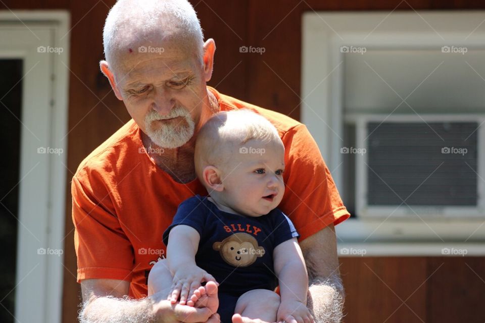 Portrait of a grandfather with grandson