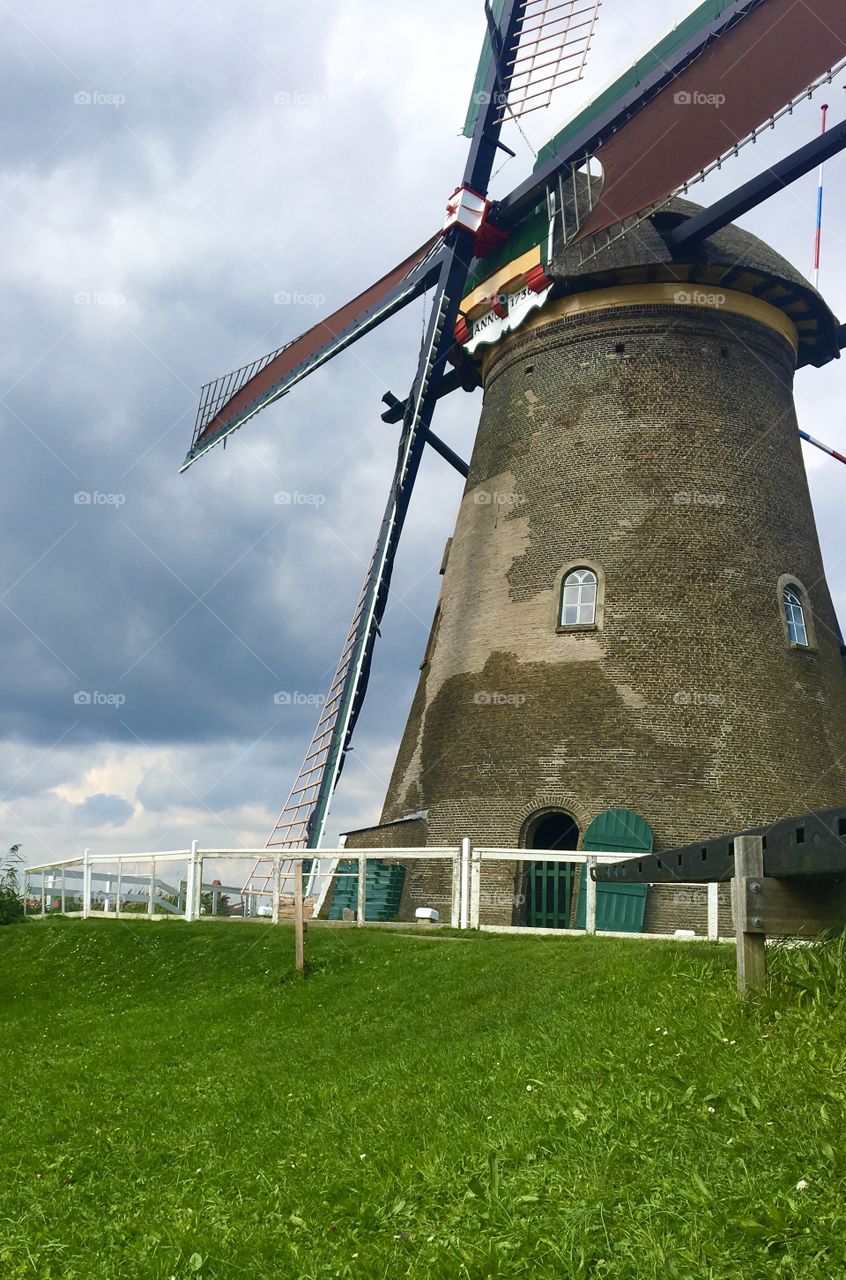 Windmill in Kinderdijk The Netherlands 