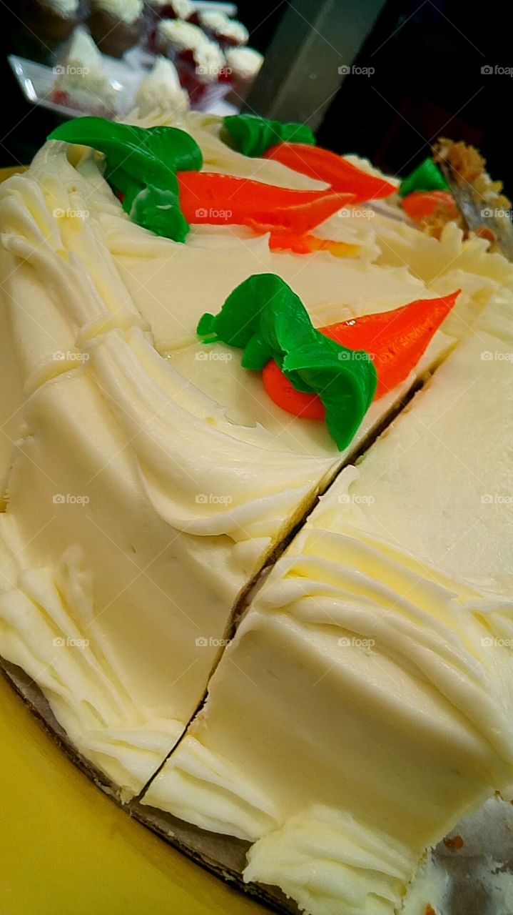 Carrot Cake Freshly baked and decorated ,ready to be served by the slice!
