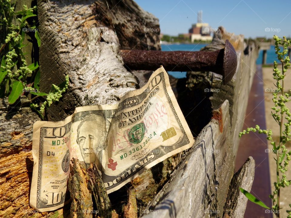 Found money. Found this ten dollar bill while on a photography outing on Belle Isle in Detroit, MI