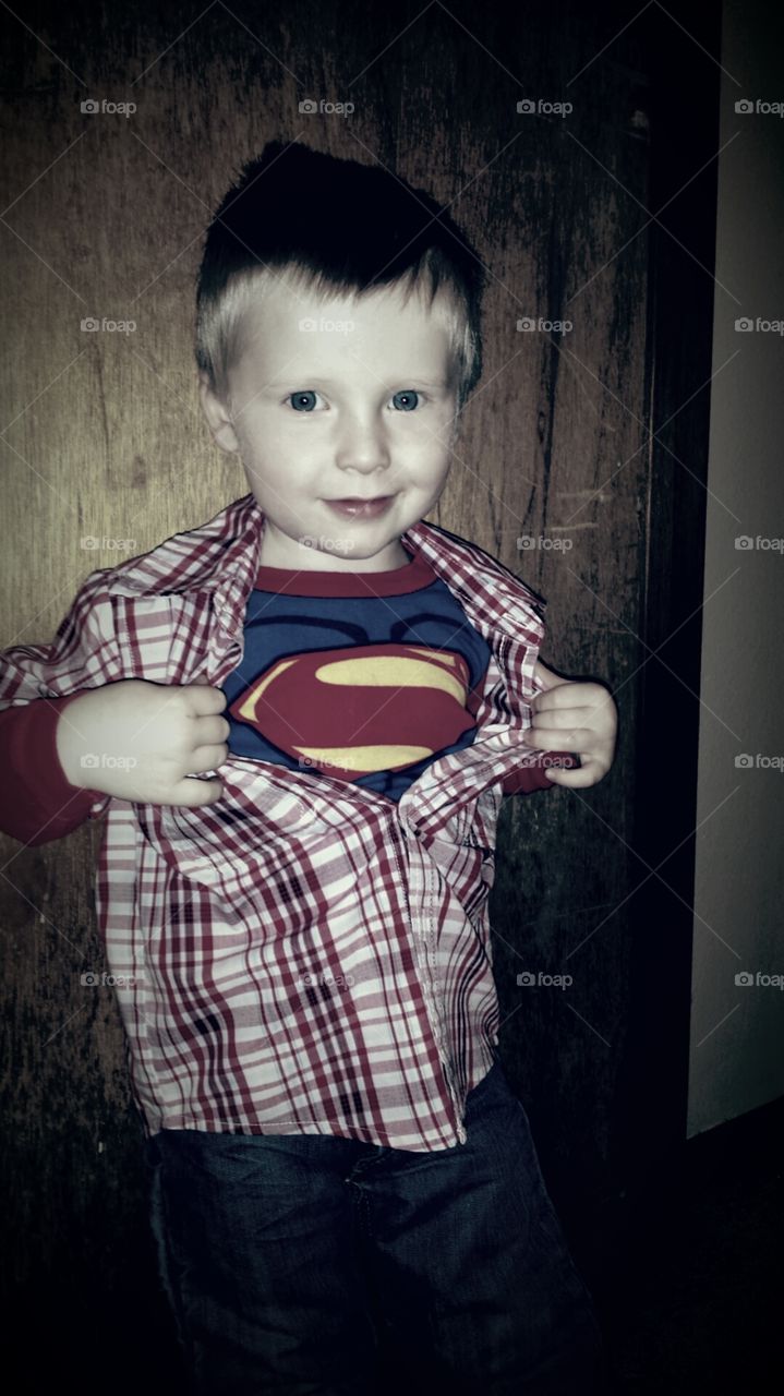 boy in superman shirt