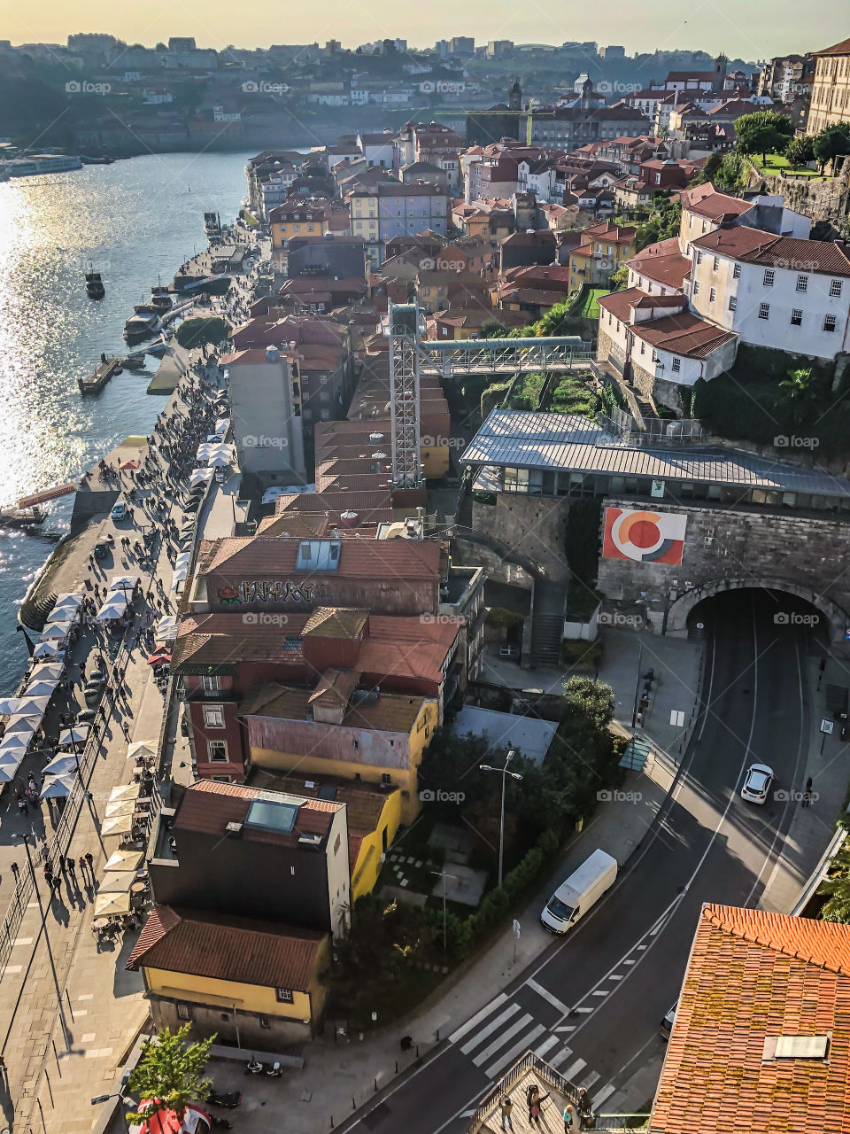 The view from up above the streets of Porto and Rio Douro