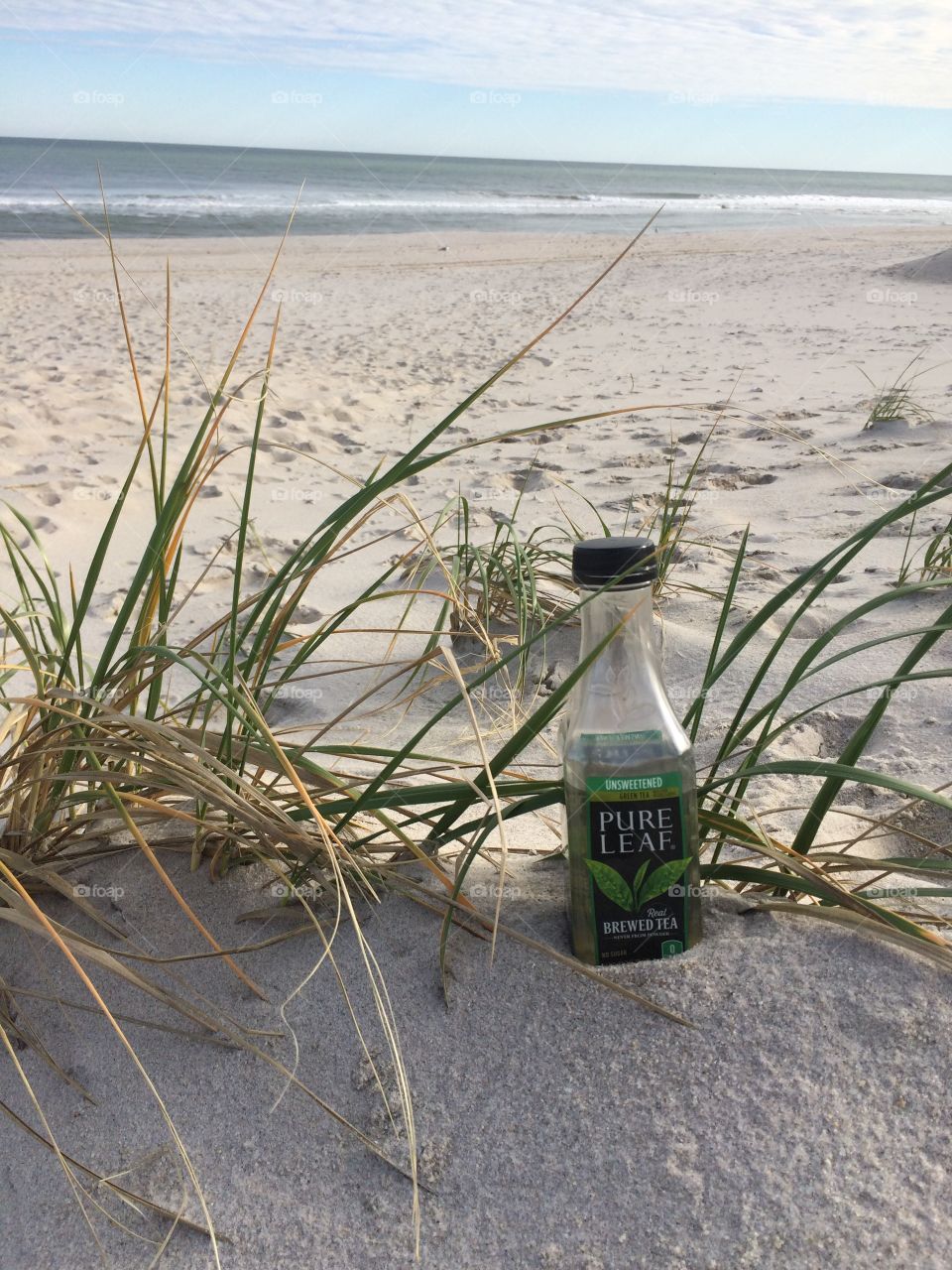 Pure Leaf Green Tea at the Jersey Shore in the sunshine on the dunes