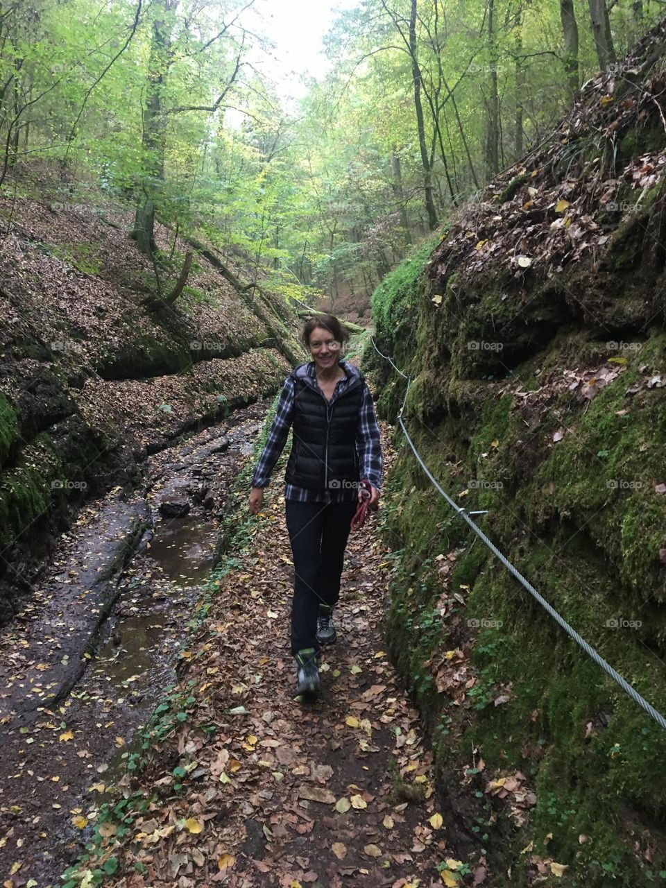 Hiker Woman in the Dragon Gorge in Germany 