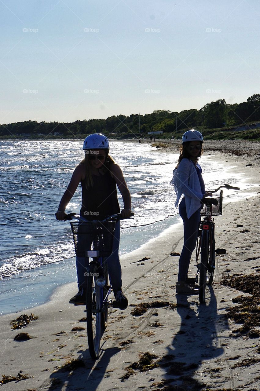 Riding the bike at the beach 