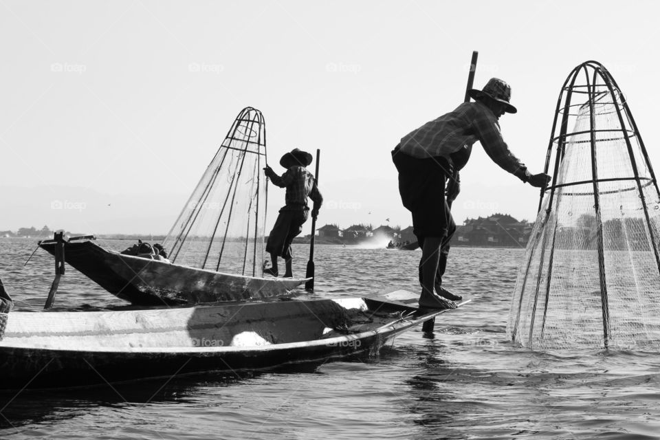 Fishermen in action