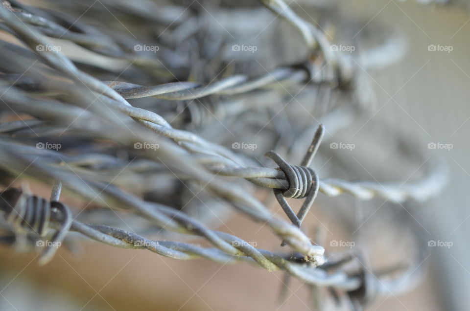 Close-up of barbed wire fencing
