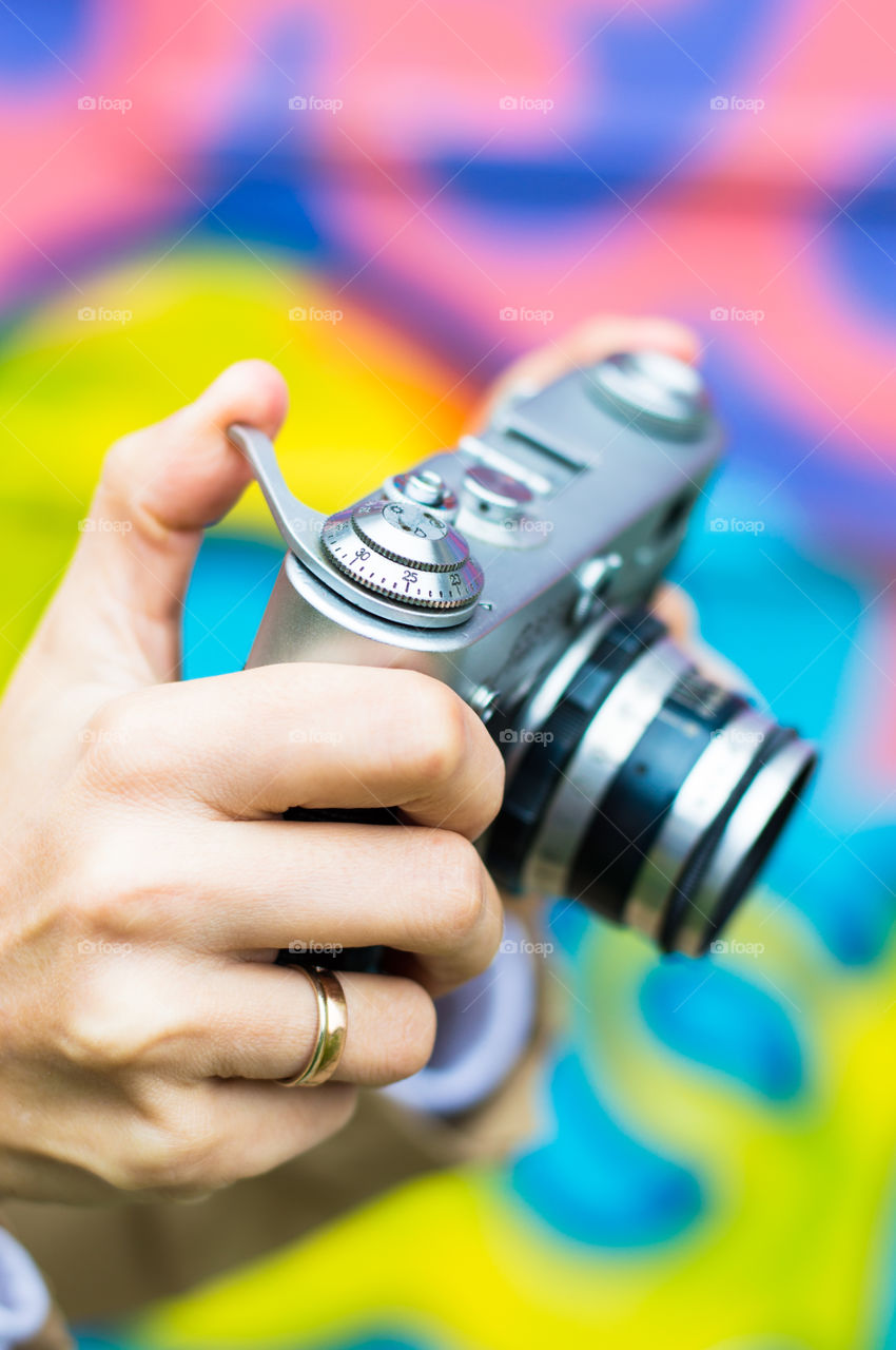 girl with retro camera