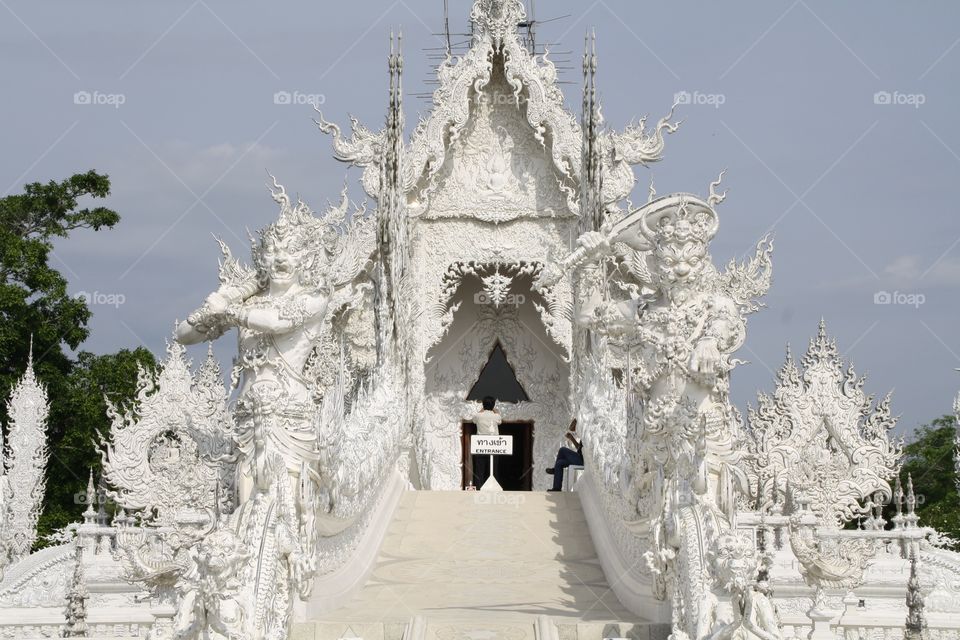 White temple in Chiang Rai . The most awkward temple in Thailand 