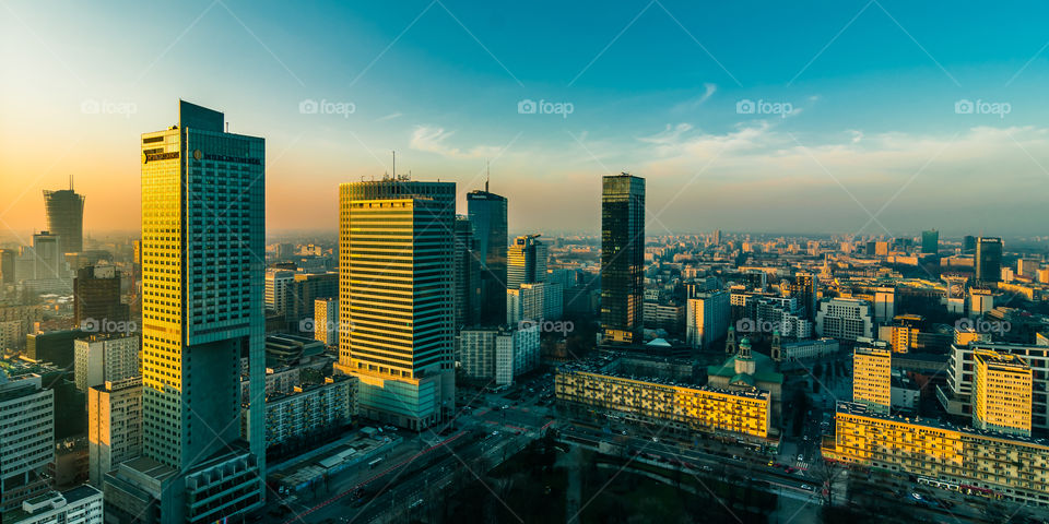 view of Warsaw from a tower of the palace of science and culture