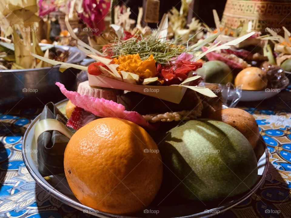 Fruit in the basket for offerings