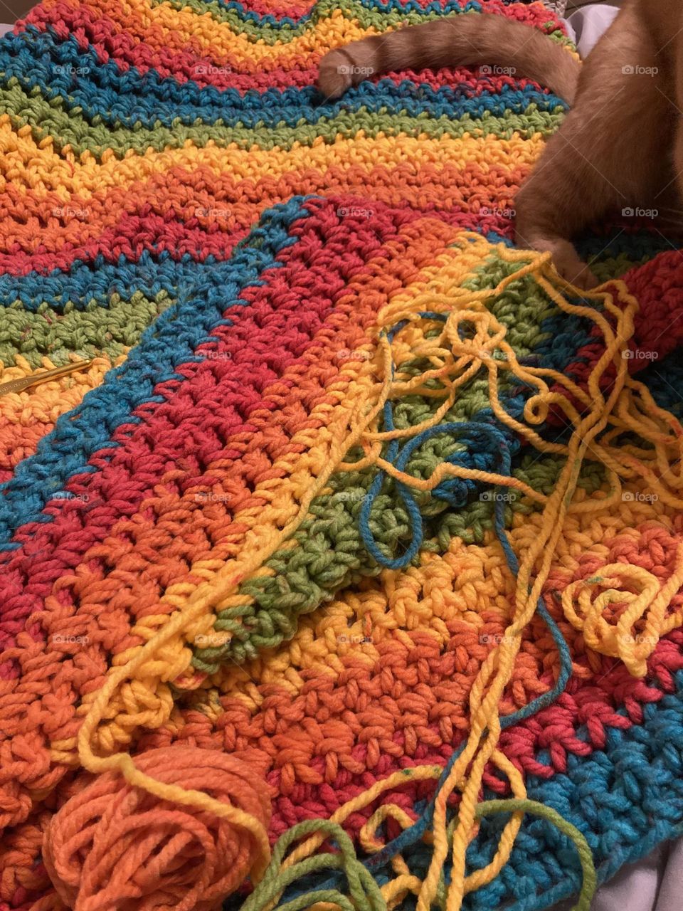 Rainbow crochet blanket 