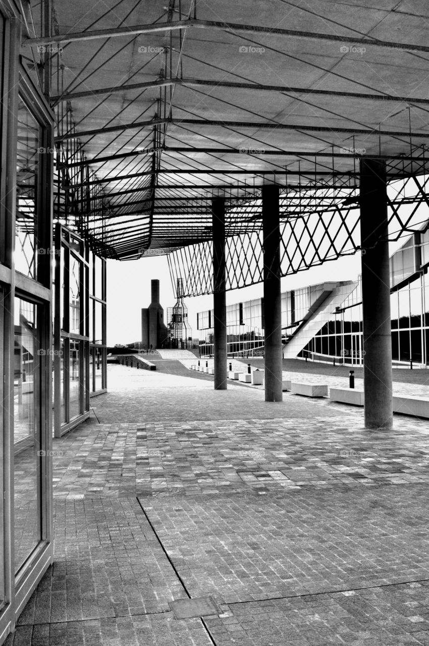 View of Hejduk Towers. View of the Hejduk Towers from the bus stop at Cidade da Cultura, Santiago de Compostela, Spain