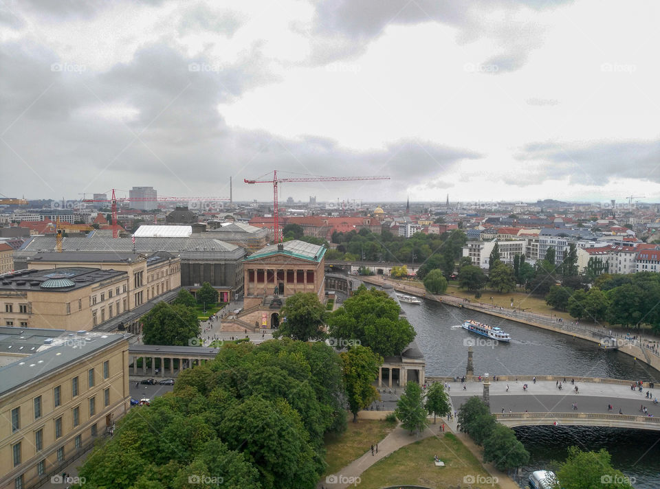 An aerial view of Berlin and Spree River from Berliner Dom
