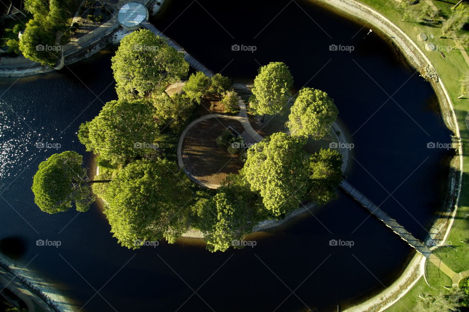 Island in a Perth Australia park looking down
