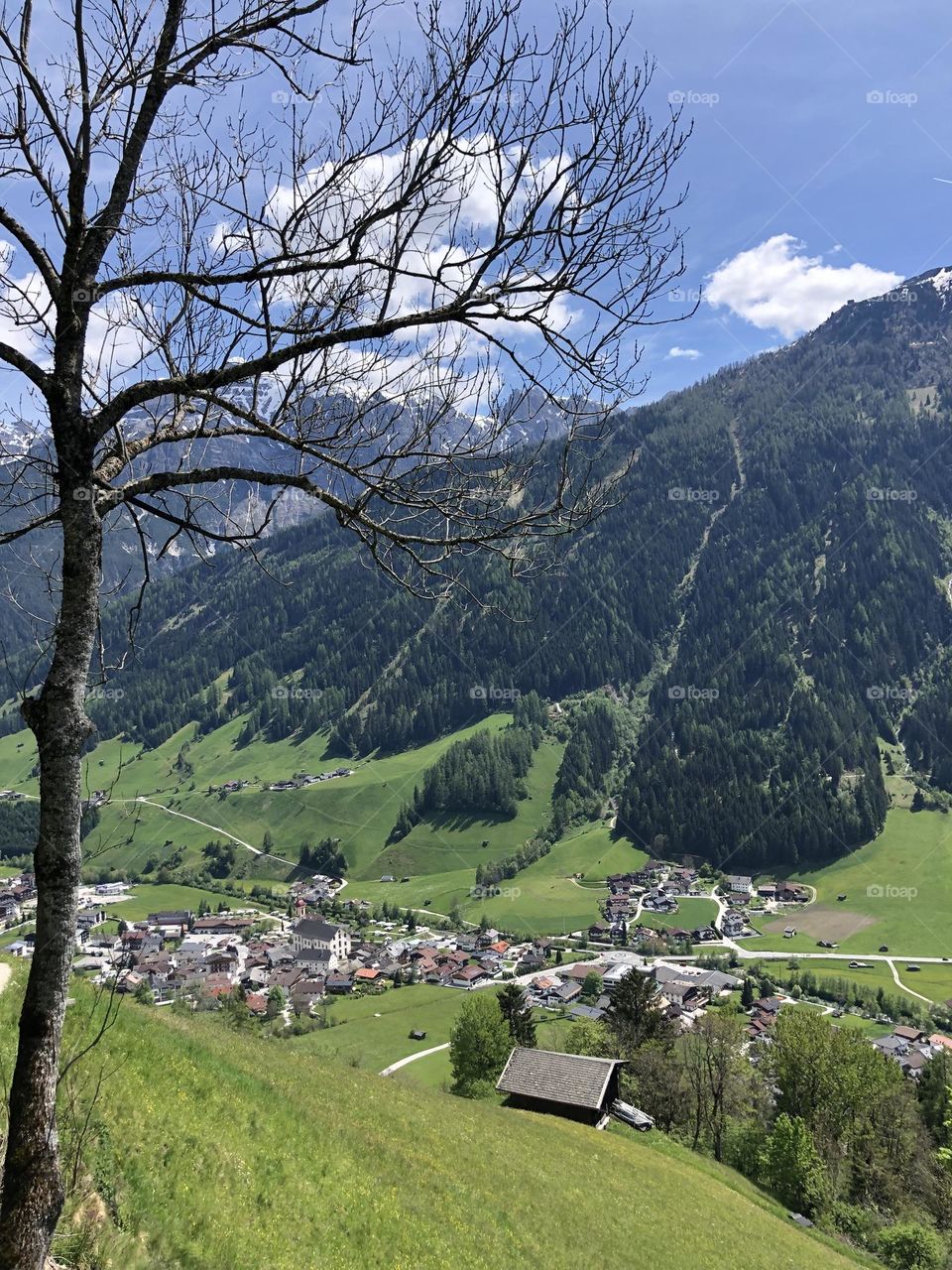 Beautiful Valley under Mountains , Austrian Alps