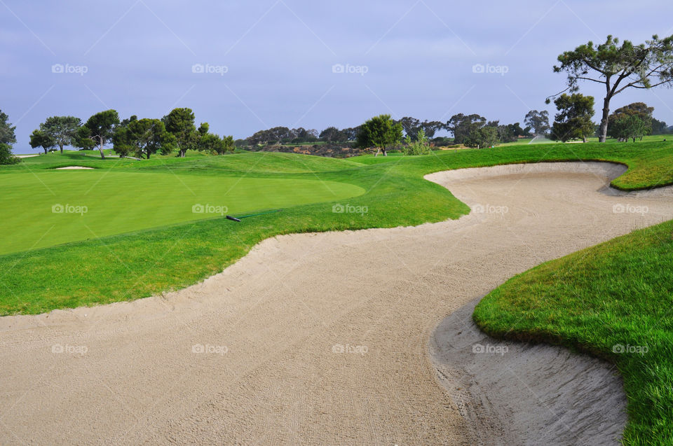Sand trap on the famous Torrey Pines Golf Course. 