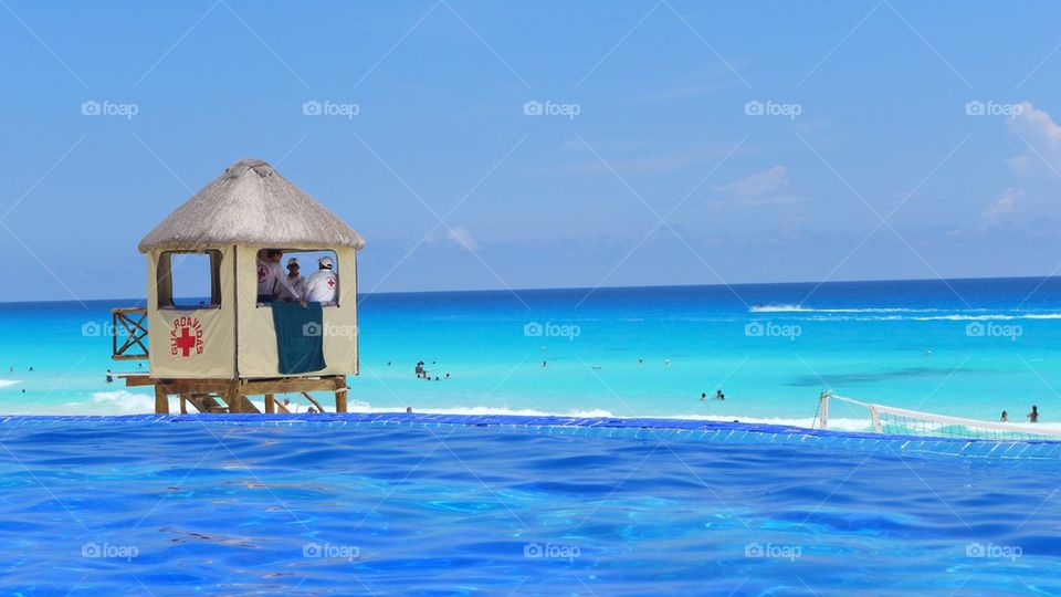 Lifesavers booth in a summer beach