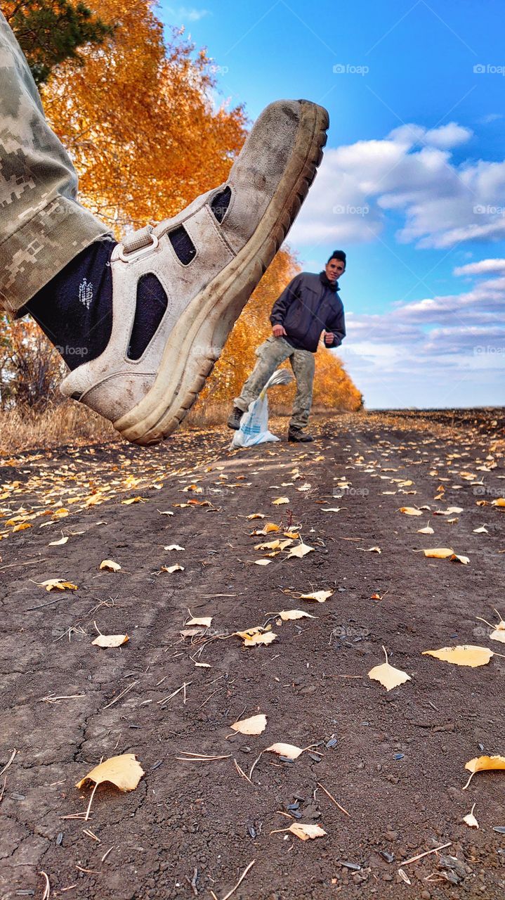 autumn walk in the village