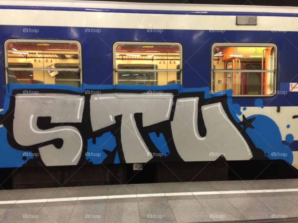 Graffiti in subway in Vienna, Austria