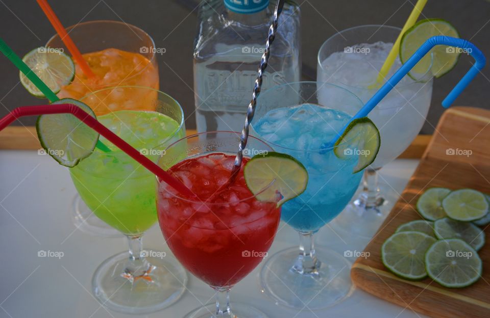 Colorful, refreshing, cold drinks for a summertime gathering. Nothing more special than serving refreshing, cold and colorful drinks for friends