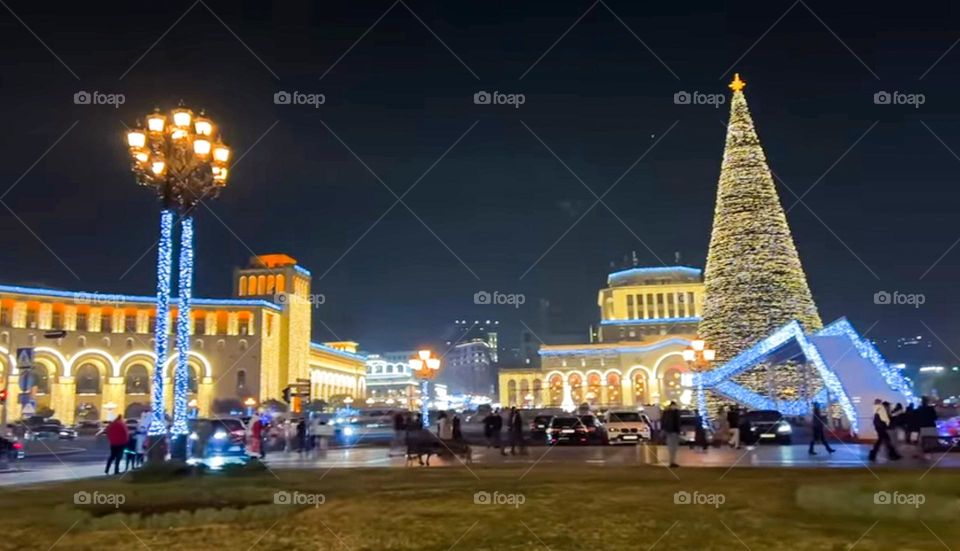 The main Christmas tree in Yerevan Republic Square for the New Year