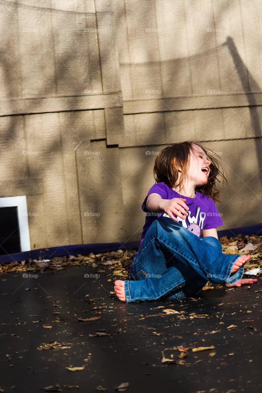 laughing a the trampoline