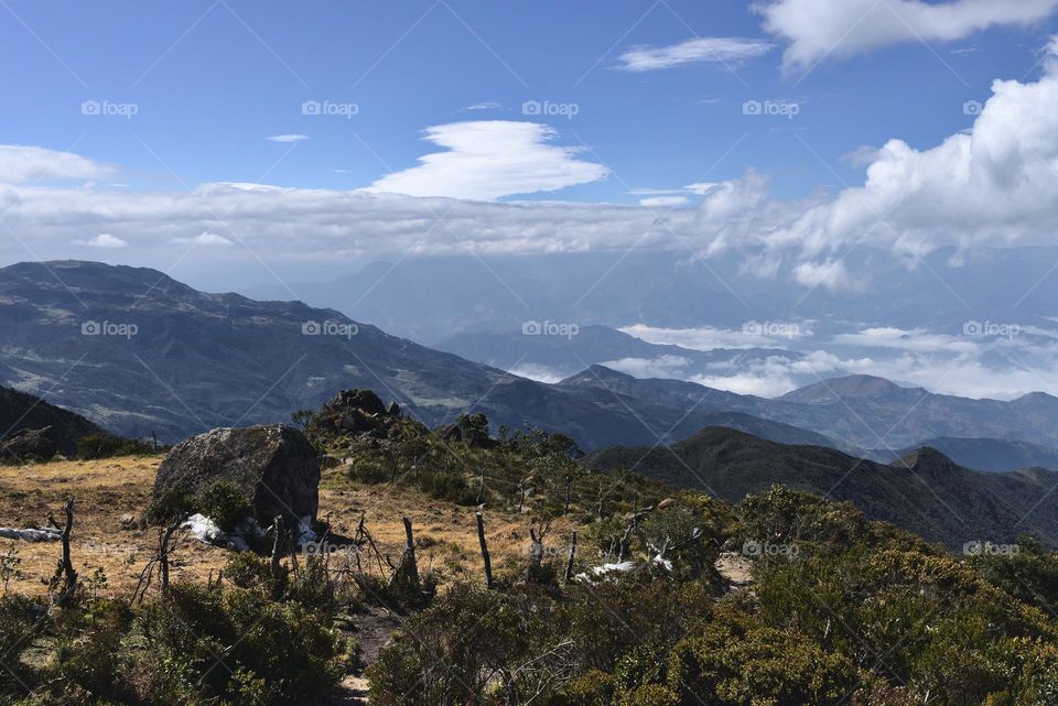 Mountains and hills in the Ecuadorian highlands