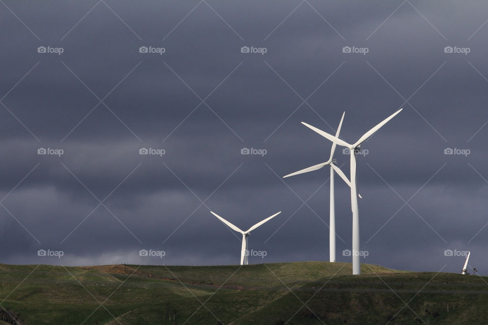 Wind farm with a stormy sky