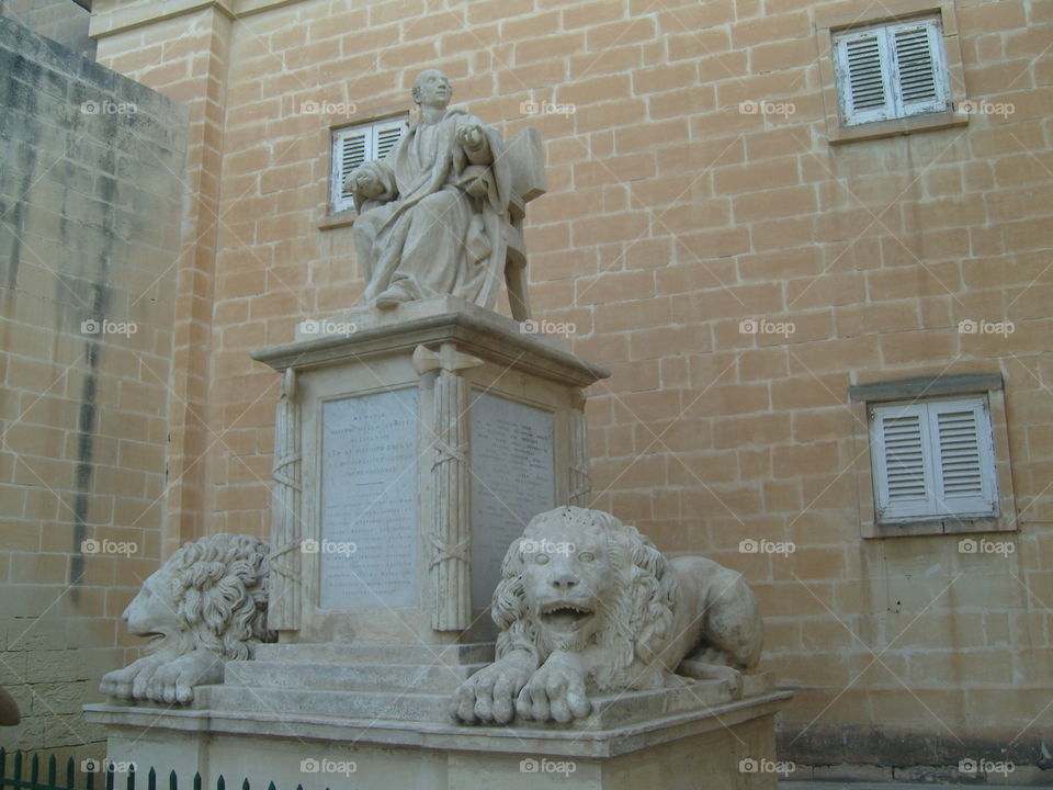 Malta La Valletta monument with lions and fasces