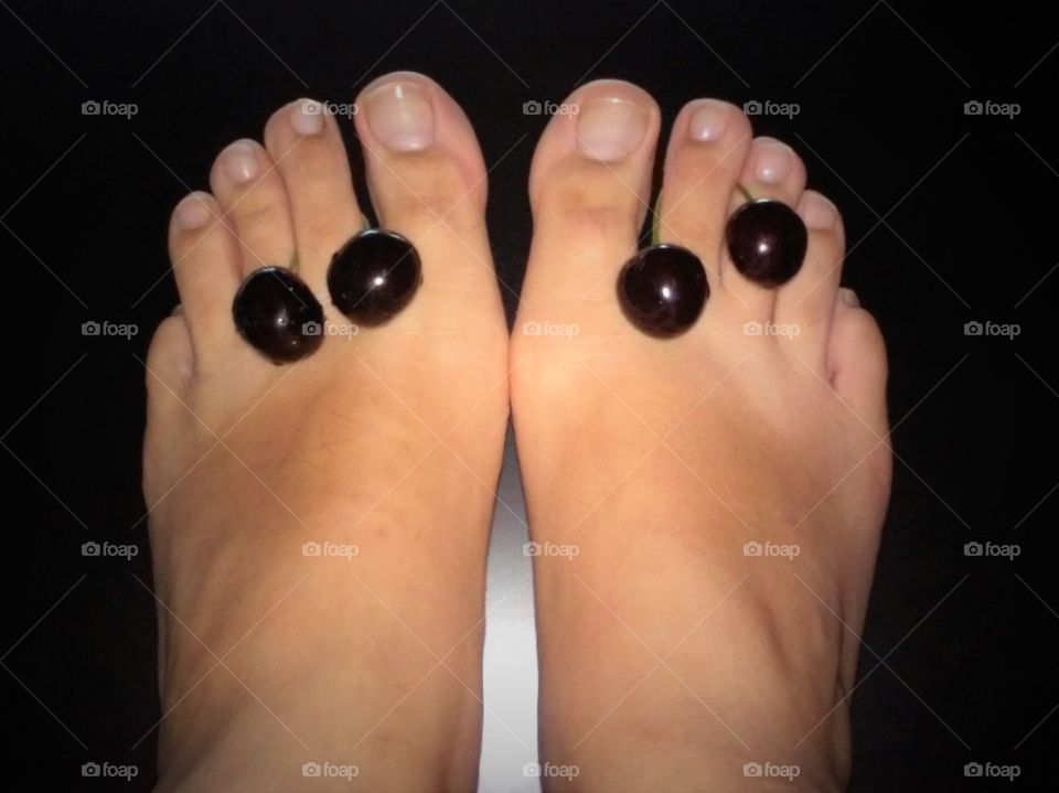 My toes and Sweet cherrys