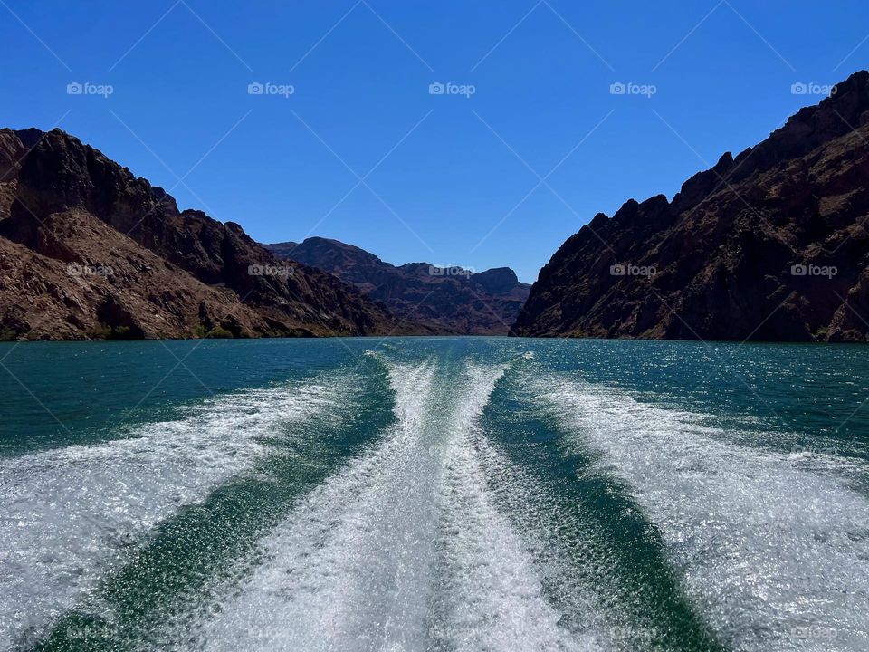 Beautiful day at Lake Mohave driving up a canyon 