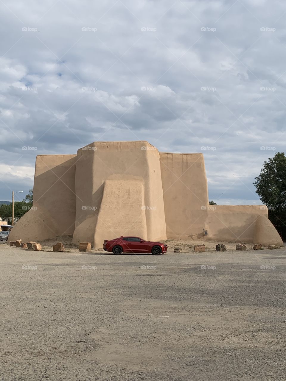 Neutral buttress and a red corvette parked at the right place at the right time for this photo. 