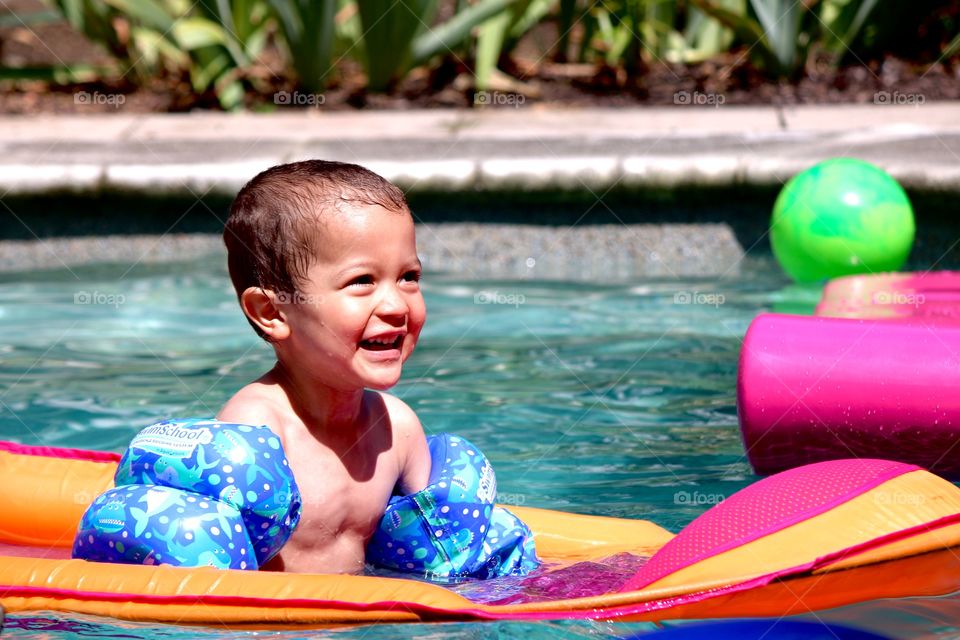 Having fun in the pool