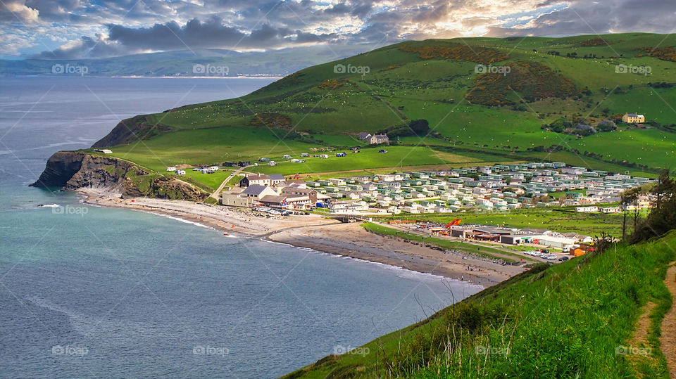 Coast campsite in English countryside. UK.