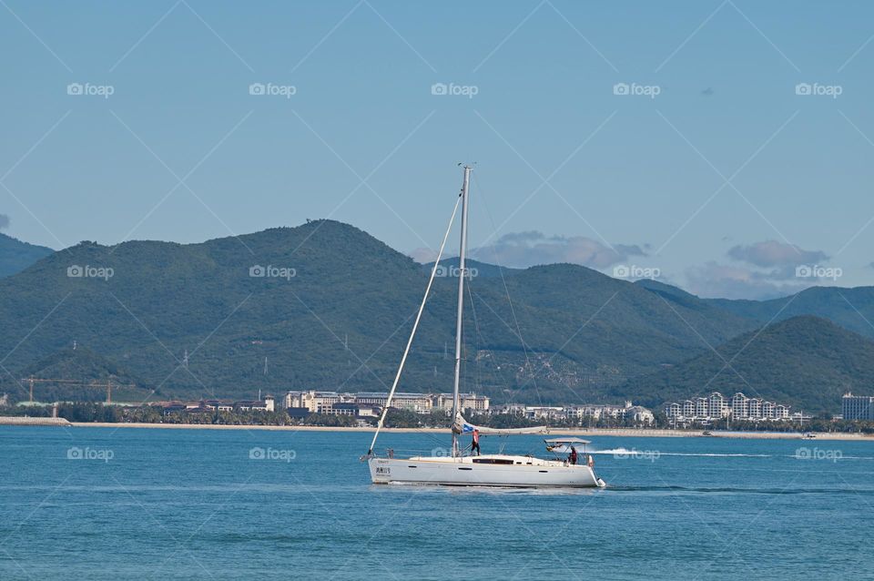 Yacht Sailing in the Ocean 