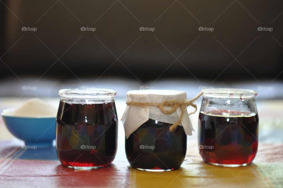 Arrangement of jars on table