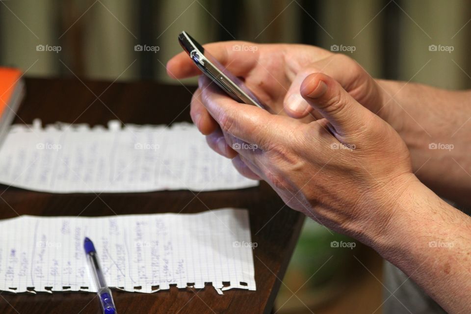 Using mobile phone and laptop