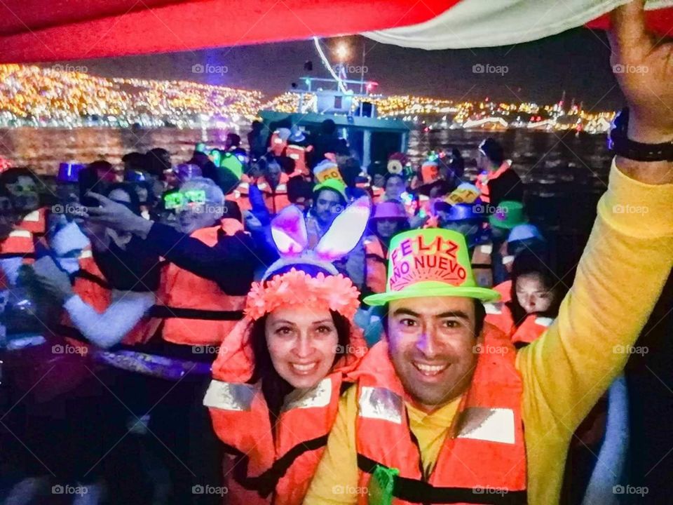 Año nuevo desde el mar, Valparaíso Chile