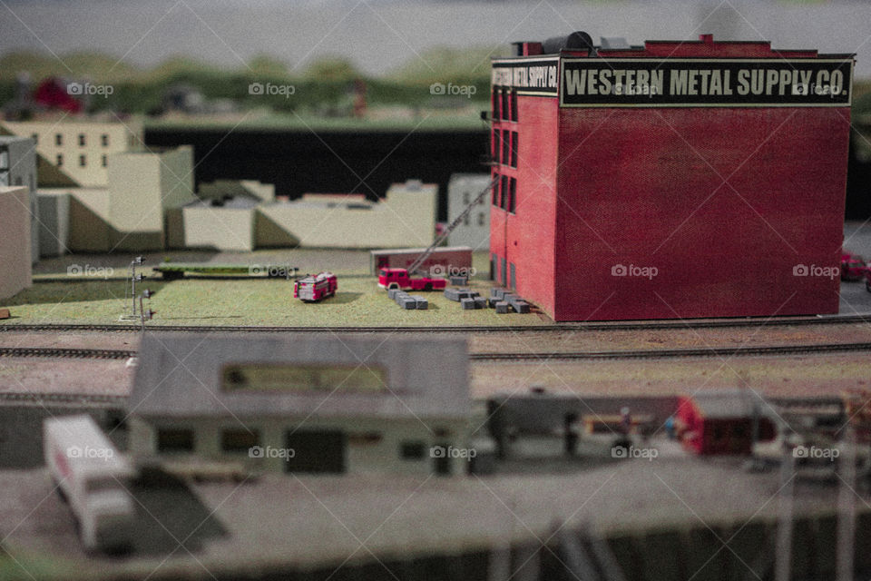 miniature factory and railroad