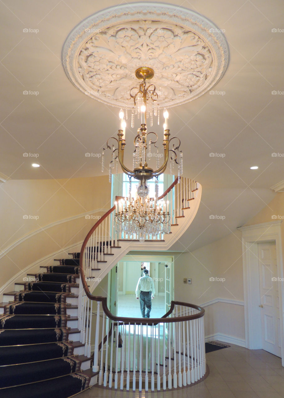 Arkansas Governors Mansion - interior winding staircase