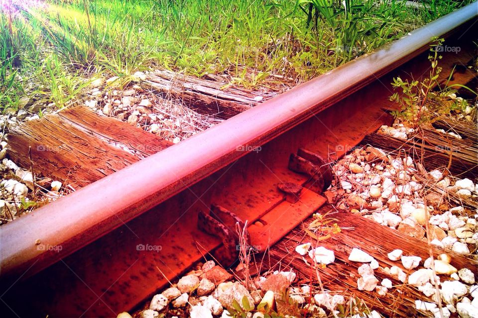 Train track in the sunlight