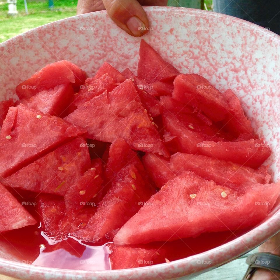 Bowl of Fresh Cut Watermelon