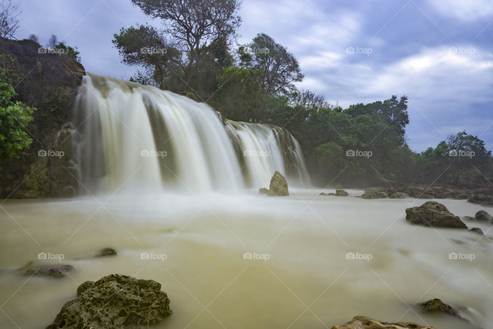 blue hour waterfall