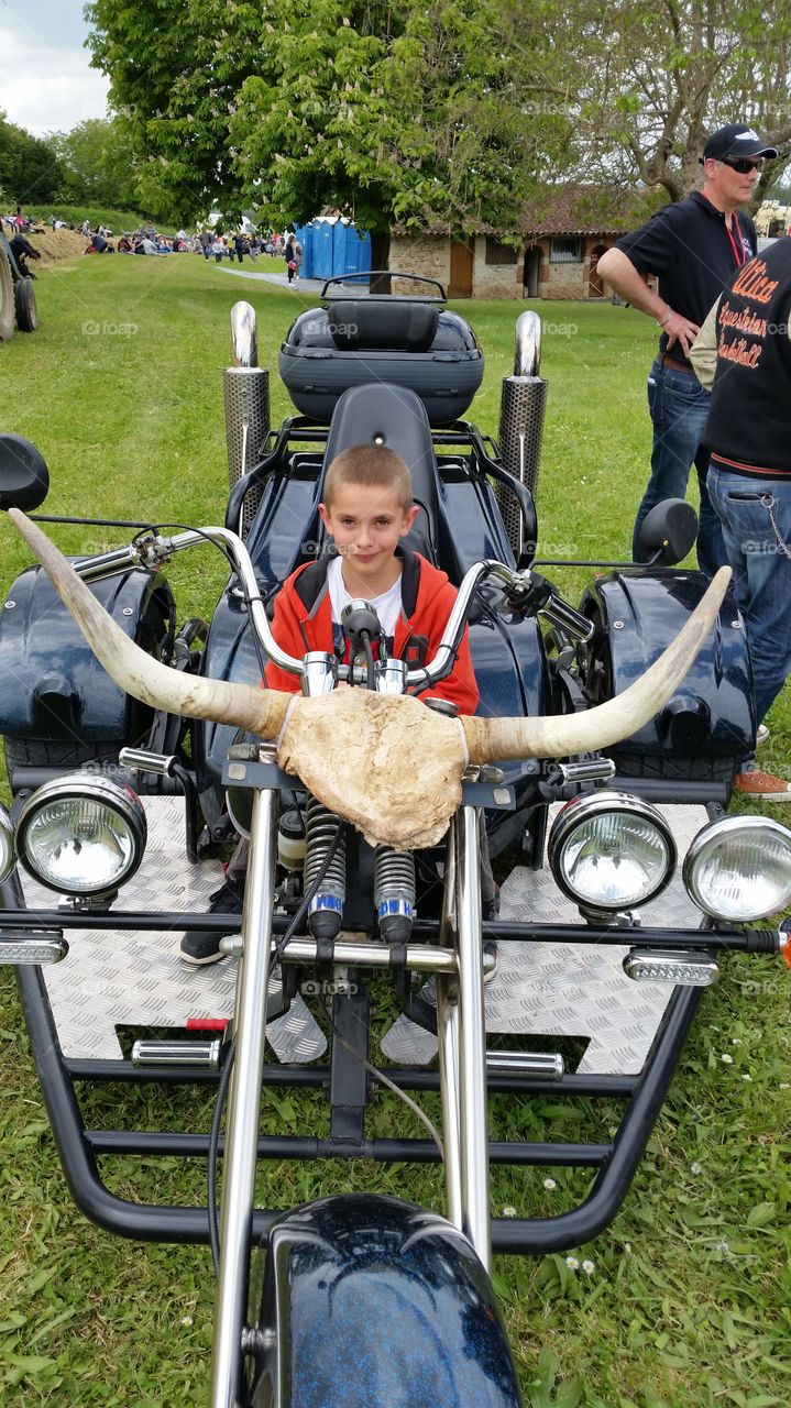 my son on a harley davidson