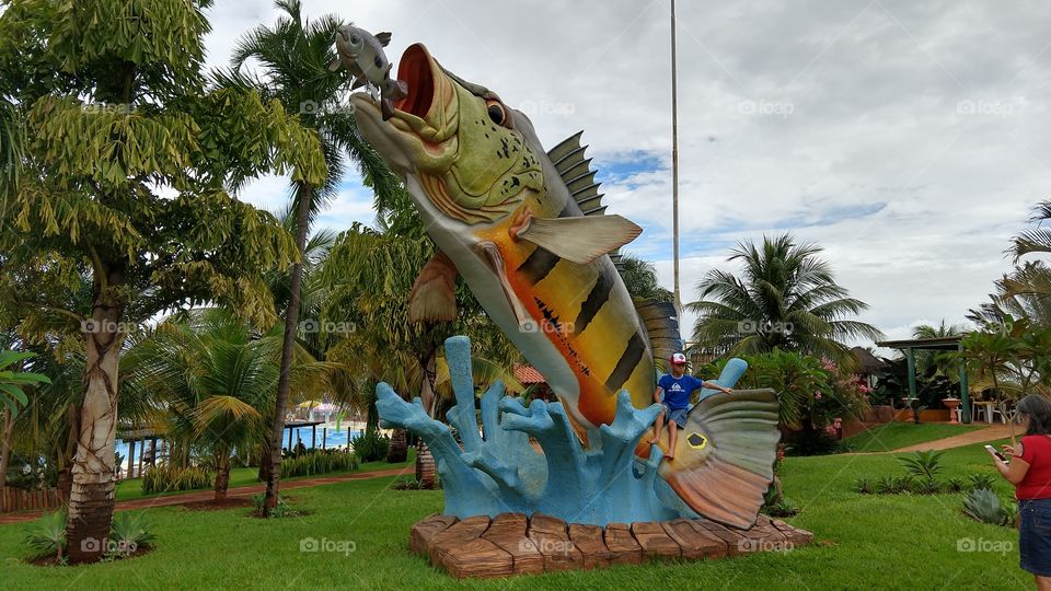 Escultura, peixe, Tucunaré, turismo