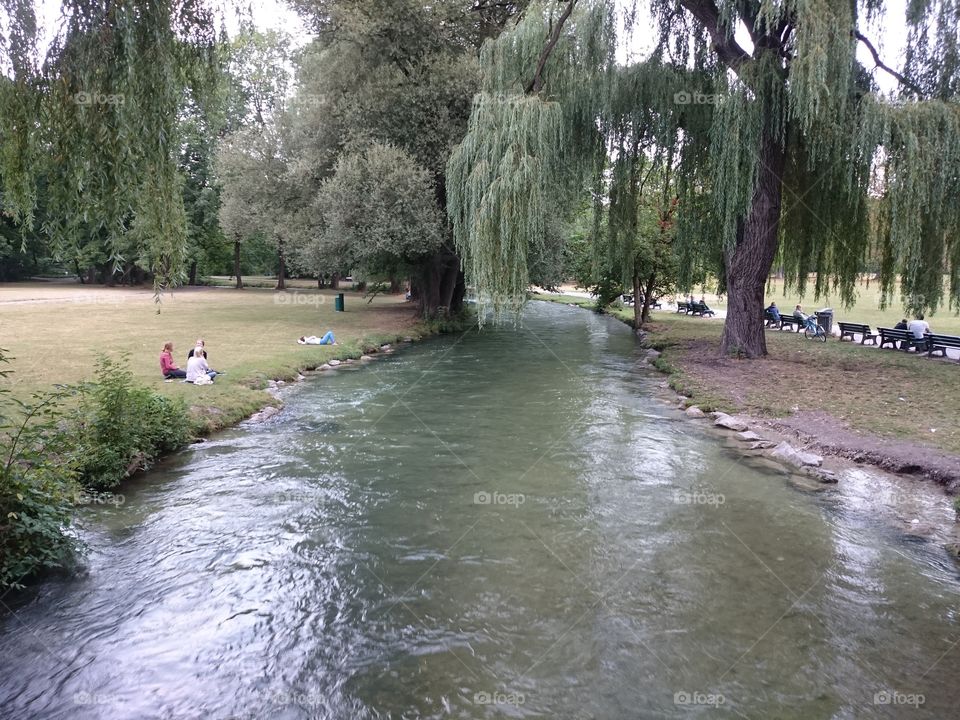 River and garden in Munich